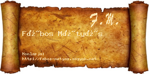 Fábos Mátyás névjegykártya